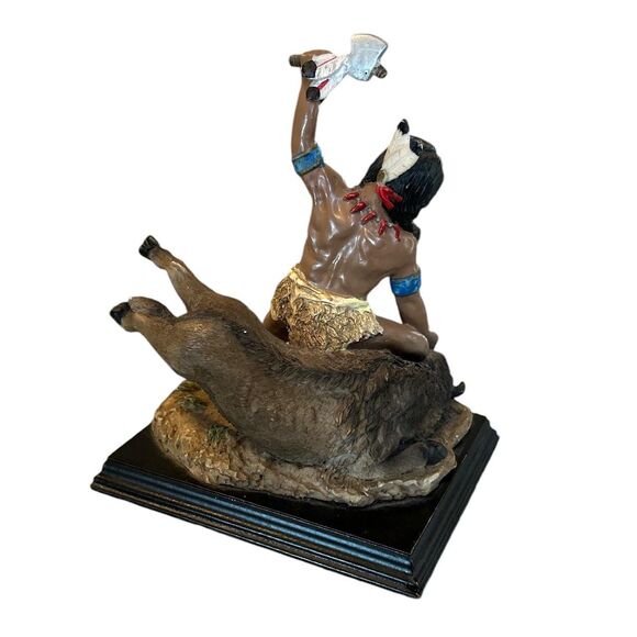 Native American Indian Buffalo Hunter Resin Figurine - Picture 4 of 7